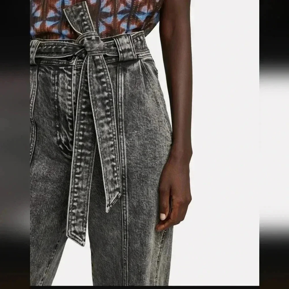 ULLA JOHNSON Carmen Belted Tapered acid washed Jeans - Picture 5 of 9